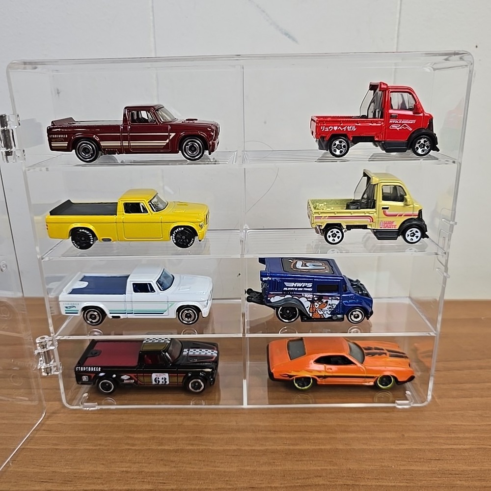 Clear Acrylic Display Case 1:64 Scale Diecast Cars INCLUDING‎ Mix R of CARS x 8